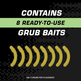 Tomcat Mole Killer Grubs bait close-up highlights grub shape.