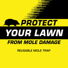 Tomcat Mole Trap curved jaw design captures moles quickly and cleanly.