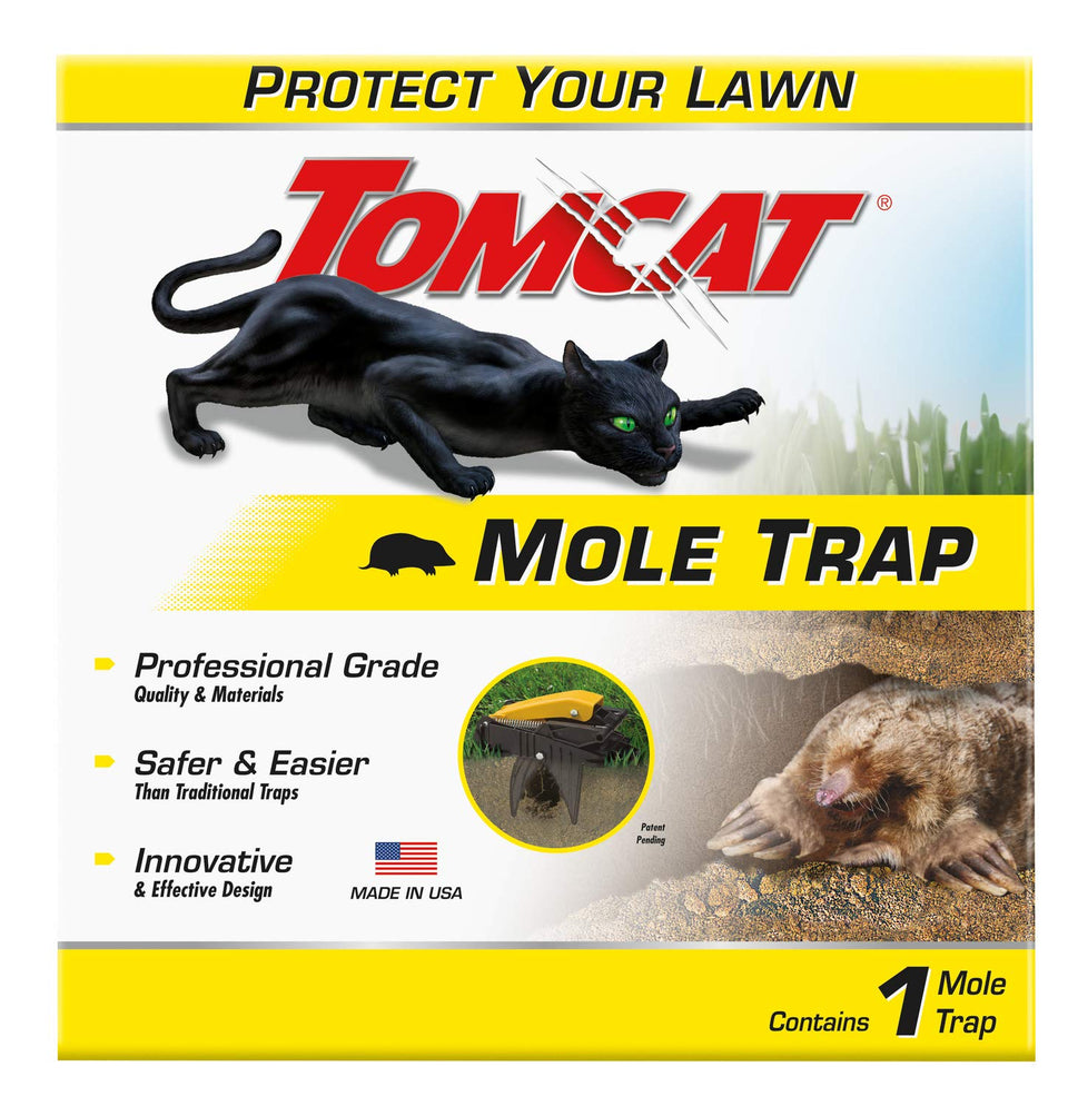 Tomcat Mole Trap with dual-spring design for safe, precise mole targeting.