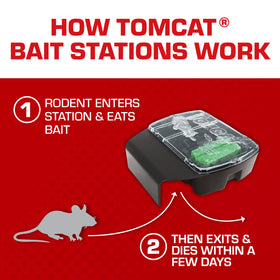 Tomcat Mouse Killer(e) with clear lid for easy bait monitoring.