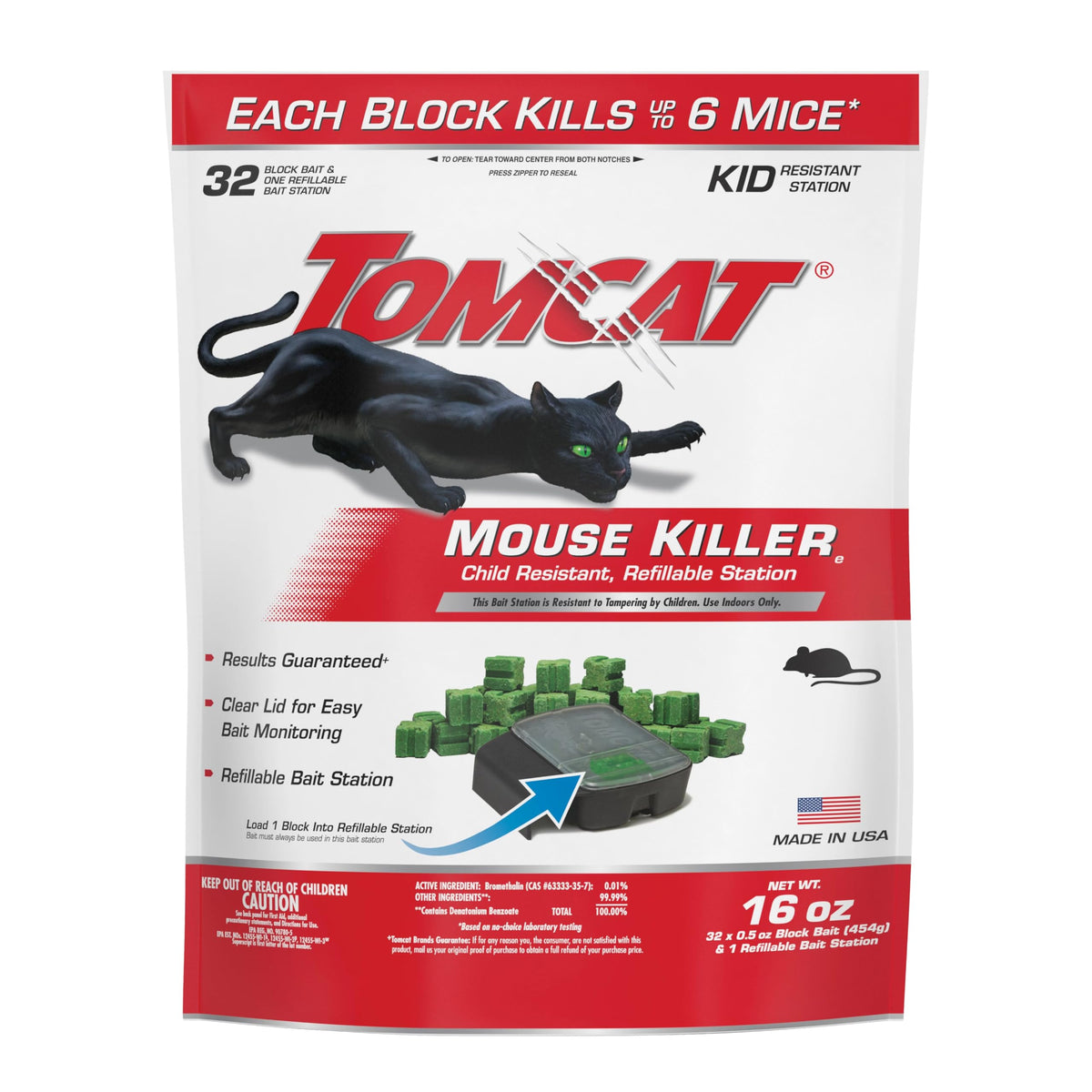 Tomcat Mouse Killer(e) station, front view, suitable for indoor and outdoor use.