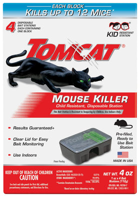 Tomcat Mouse Killer packaging, includes 2-pack with 8 stations.