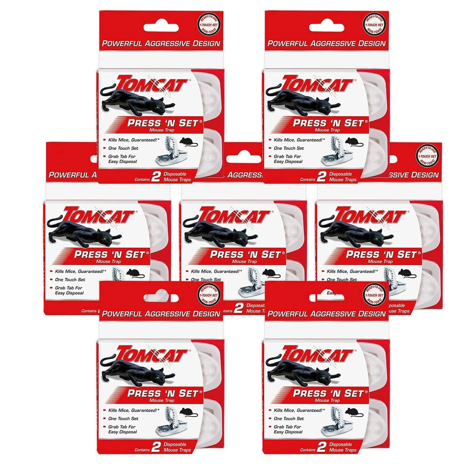 Tomcat Press 'N Set mouse trap 2-traps pack ready for quick placement.