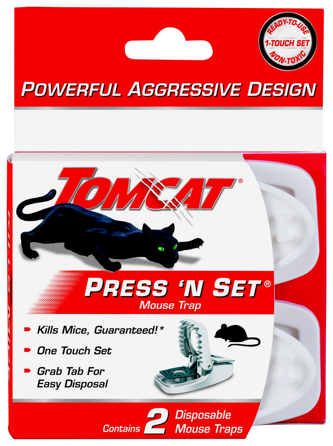 Tomcat Press 'N Set packaging showing seven two-trap units.