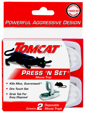 Tomcat Press 'N Set packaging showing seven two-trap units.