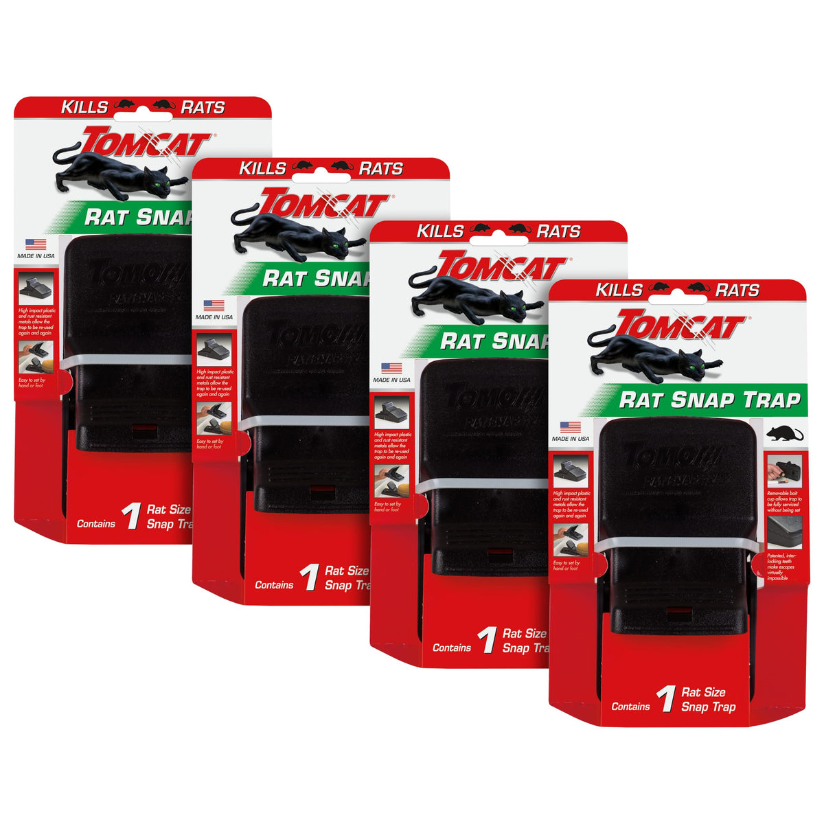 Tomcat Rat Snap Trap front view with durable, reusable design for reliable trapping