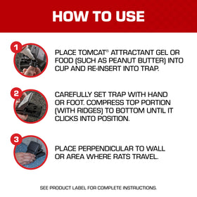 Tomcat Rat Snap Trap showing rust-resistant metal and high-impact plastic construction