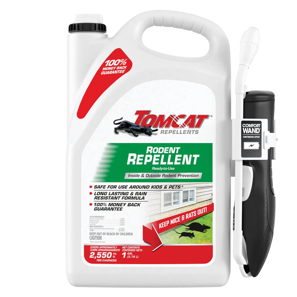 Tomcat rodent repellent bottle with Comfort Wand for indoor and outdoor use