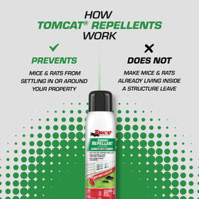 Tomcat Rodent Repellent Spray essential oil formula deters rodents.