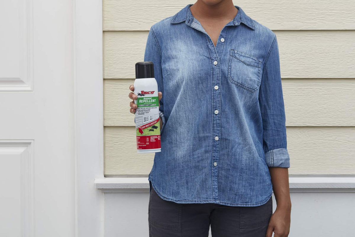 Tomcat Rodent Repellent two-pack provides rain-resistant deterrence for year-round use.