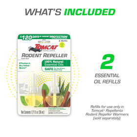 Tomcat Rodent Repeller fragrance bottle showing lemongrass cinnamon and peppermint aroma