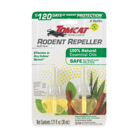 Tomcat Rodent Repeller refill pack with two bottles for indoor pest deterrence