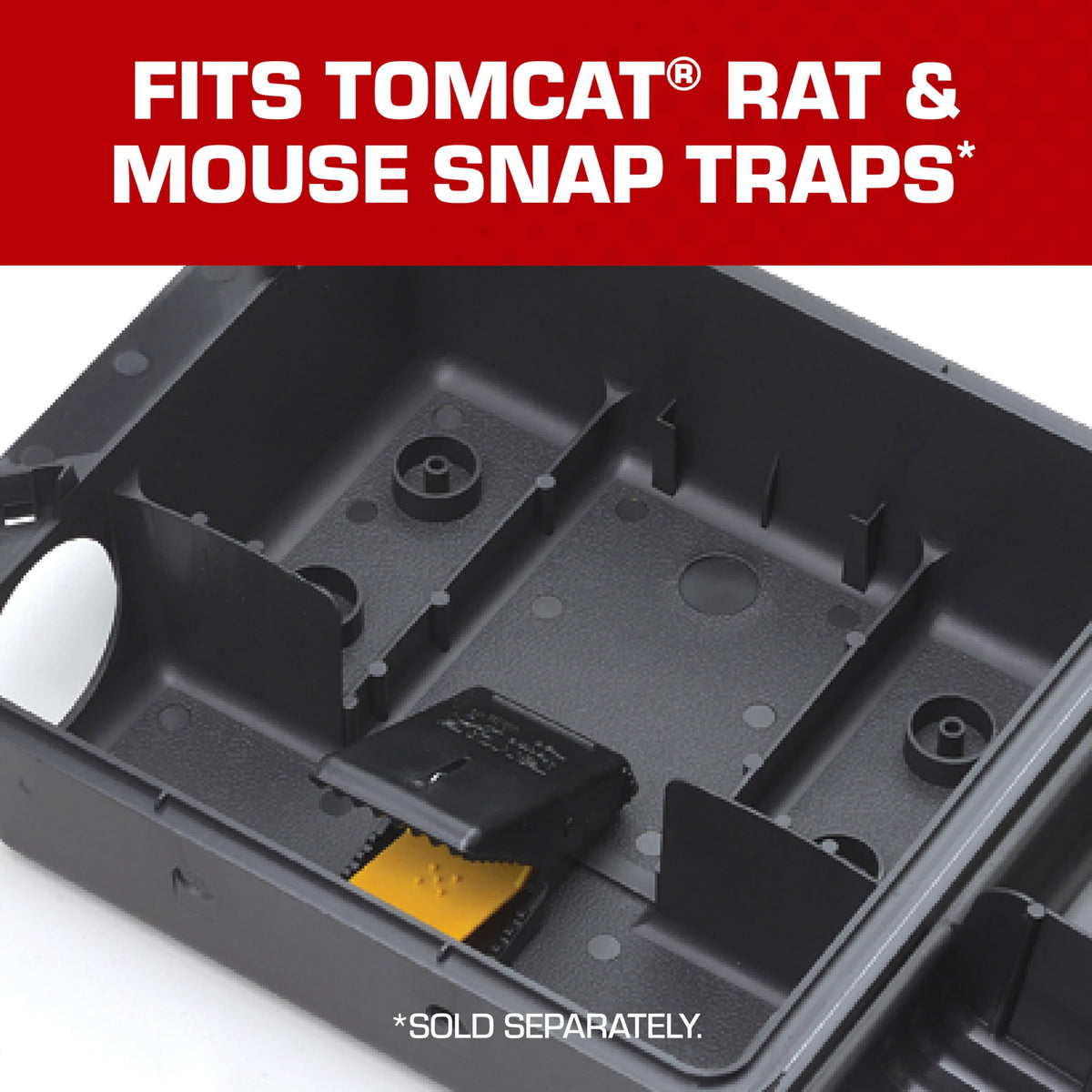 Tomcat Rodent Station shows four bait rods included for secure setup