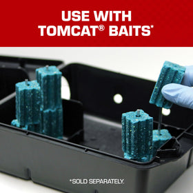 Tomcat Rodent Station placed indoors in a garage for convenient access