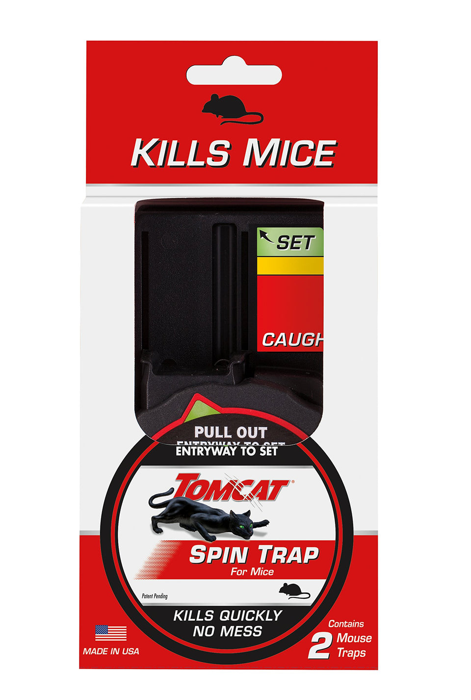Tomcat Spin Trap for Mice front view with enclosed capture area for safer disposal.