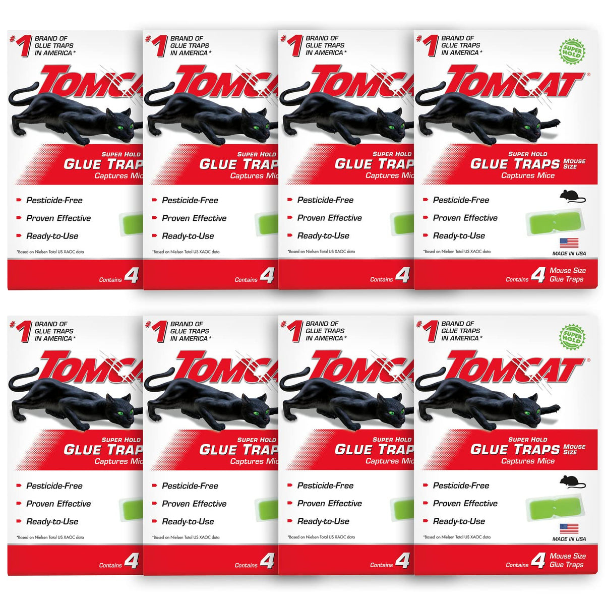 Tomcat Super Hold glue traps box eight-pack ready to deploy for pests.