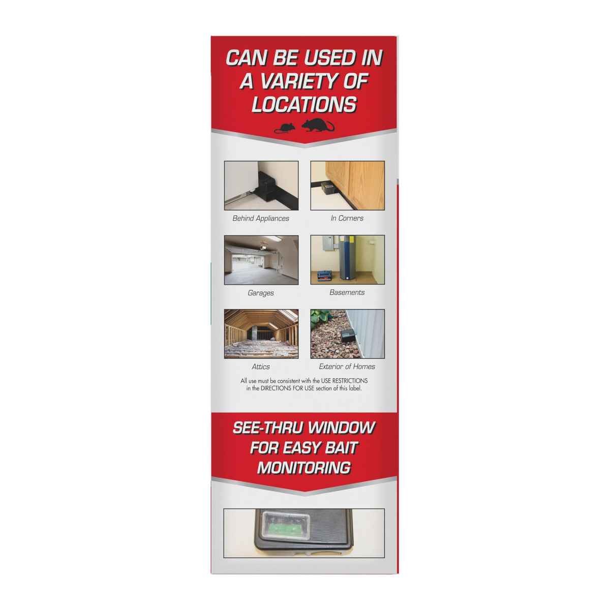Tomcat tamper-resistant station protects children and pets while enabling rodent bait access.