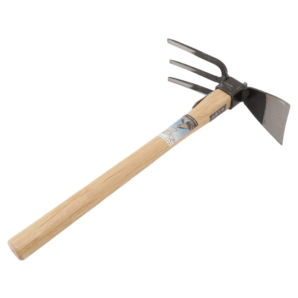 Tomerry garden hoe blade close-up showing forged steel durability for precise weeding.