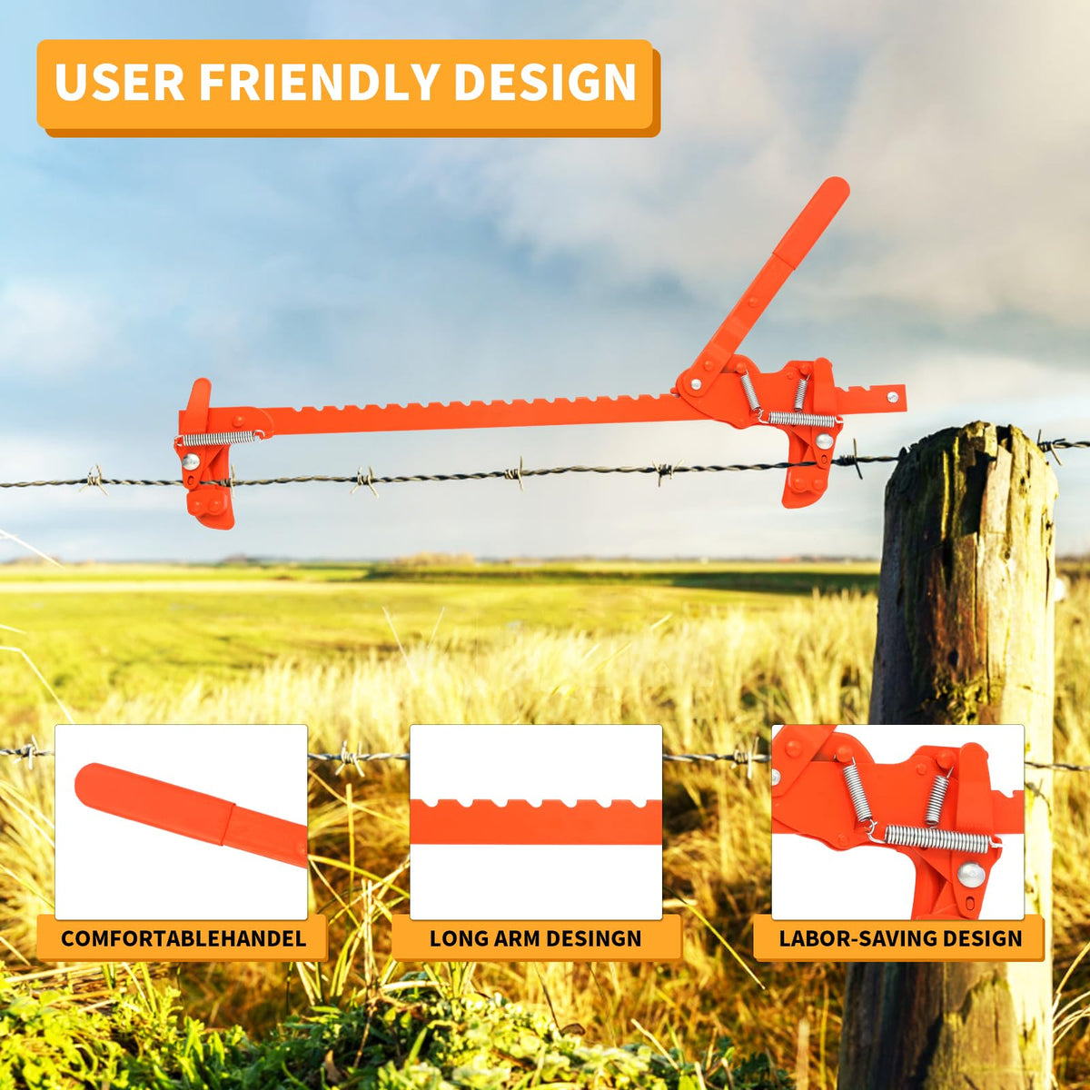 TOMESHA fence splicer with tightening assembly ensures even tension along adjacent wires