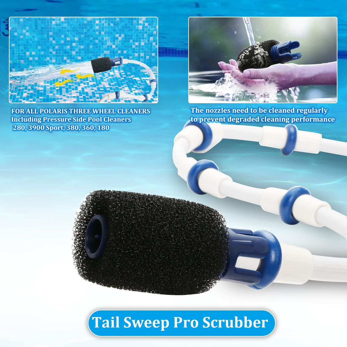 TOMLEND Tail Sweep Pro scrubber for Polaris 180 enables tight-space cleaning