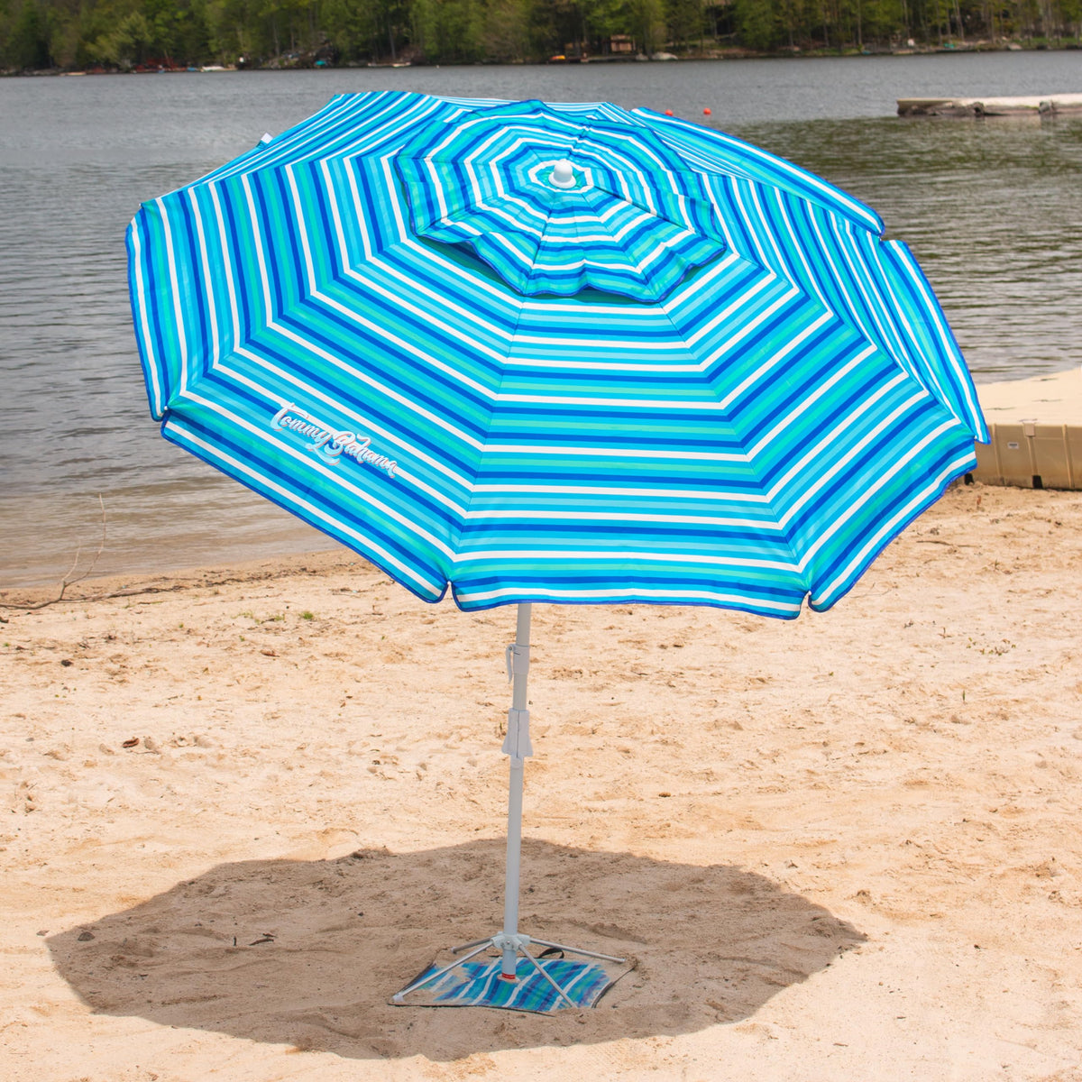 Tommy Bahama AnchorX umbrella pole tilt offers flexible shade from any angle.