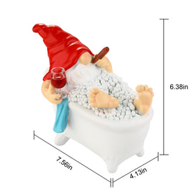 Toncoke gnome with bathtub and wine glass adds playful charm to patios and gardens