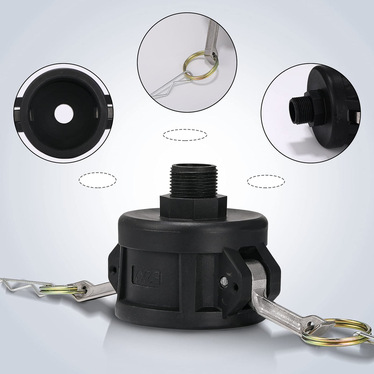 Tondiamo garden hose connection demonstrates easy water transfer from IBC tote.
