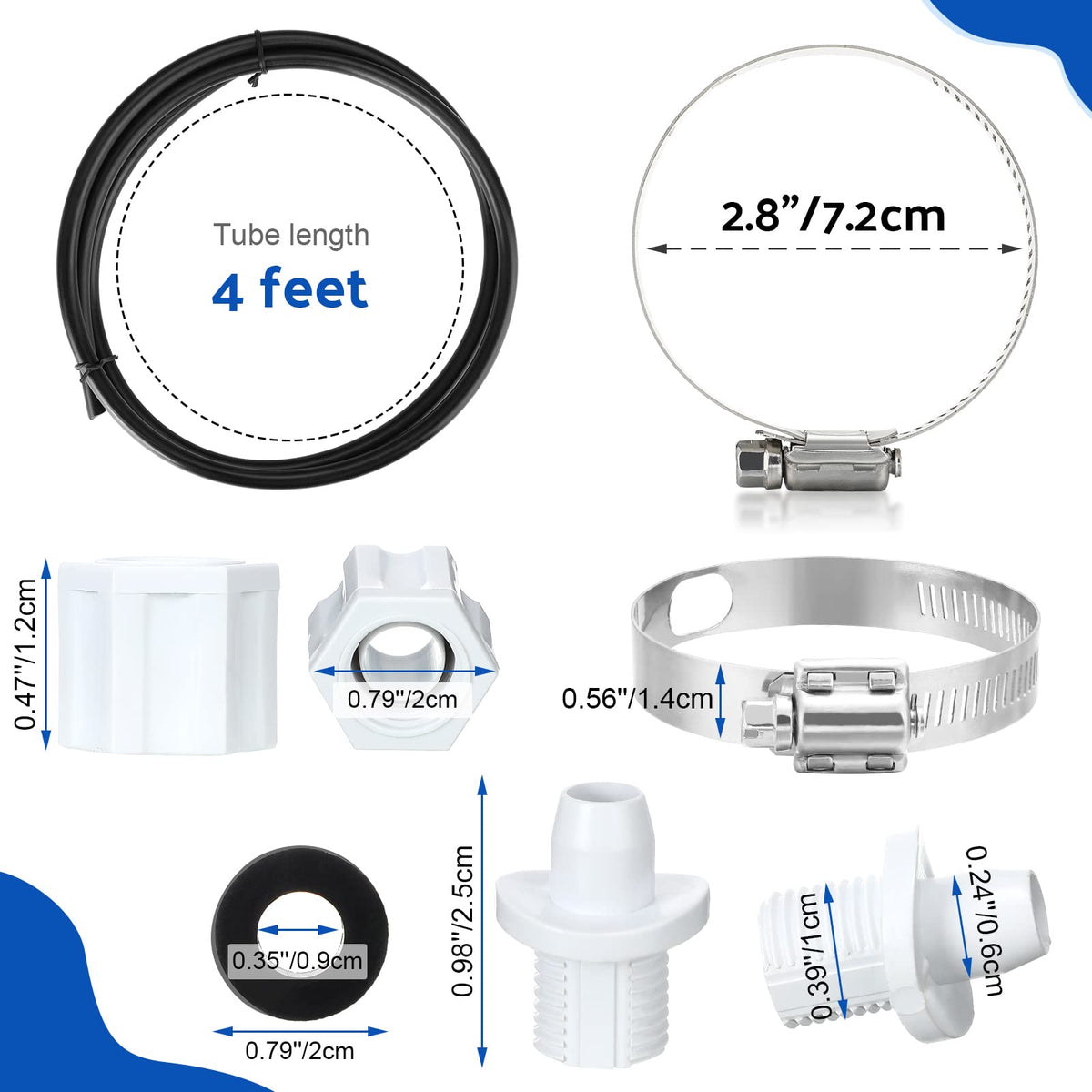 Tondiamo 4 ft hose tubing for chlorine feeder connections and flexible routing.
