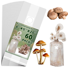 TonGass autoclavable mushroom bags show 8x5x20 size for substrate prep