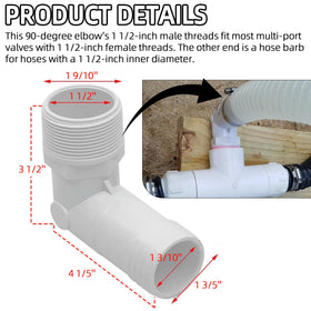 TonGass barbed elbow hose connection ensures leak-free setup for Hayward pumps.
