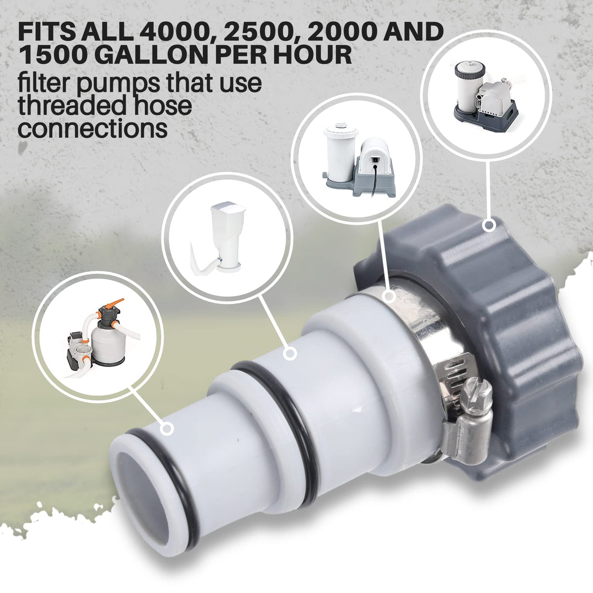 TonGass chlorine generator and salt system hose adapter enables reuse of existing hoses.
