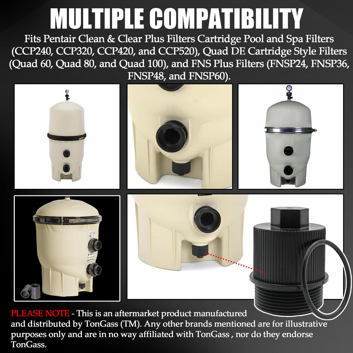 TonGass FNS Plus compatible drain cap during routine pool maintenance.