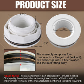 TonGass locknut and gasket pair improves leak resistance on 1.5 inch fittings.