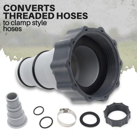 TonGass O-ring sealed adapter provides a watertight connection for pool equipment.