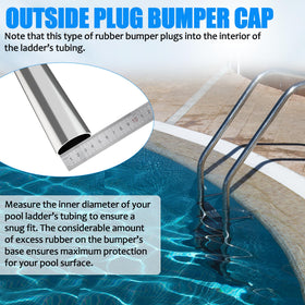 TonGass end cap installed on ladder tubing with secure fit for inground pools.