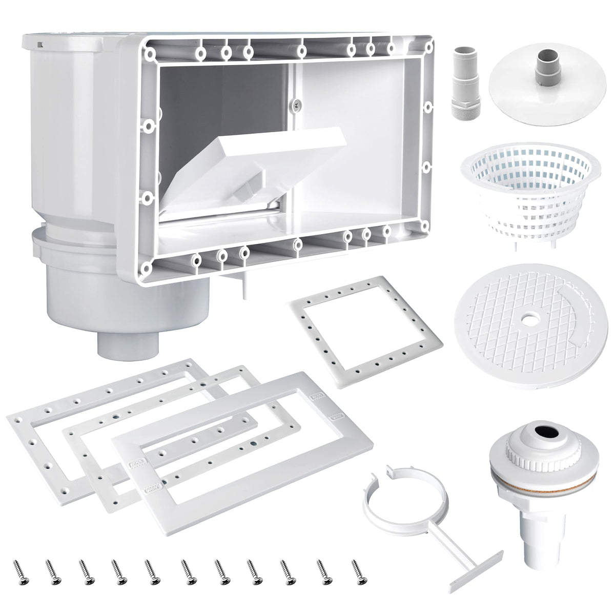 TonGass SP1091WM thru-wall skimmer kit ready for easy installation in above-ground pools