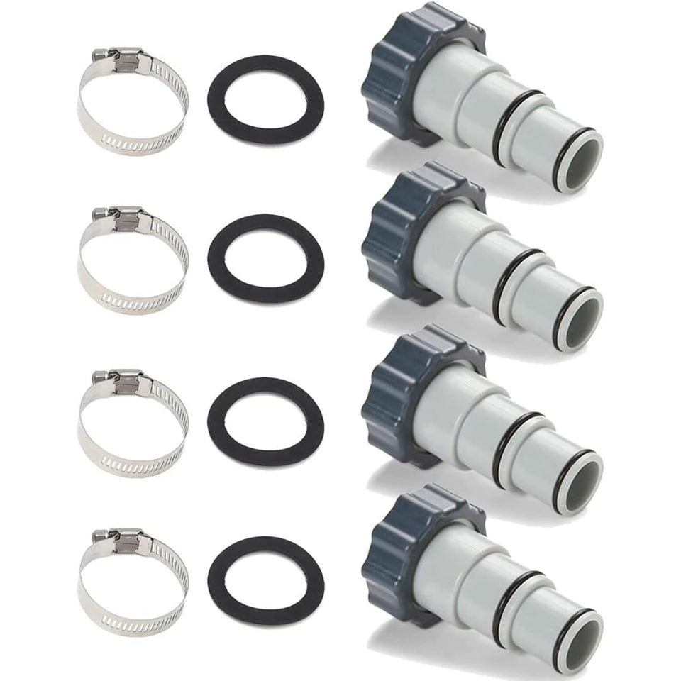 TonGass thread-to-clamp hose adapter for Intex hoses improves compatibility and watertight seal.