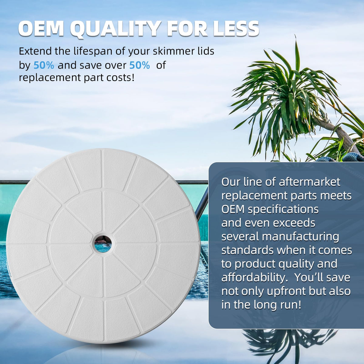 TongGass skimmer lid with underside web structure for strength.