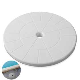 TongGass 9-1/8 inch white skimmer lid; universal pool compatibility.