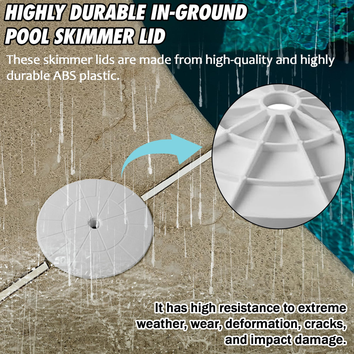 TongGass UV stabilized skimmer lid resists sun damage outdoors.