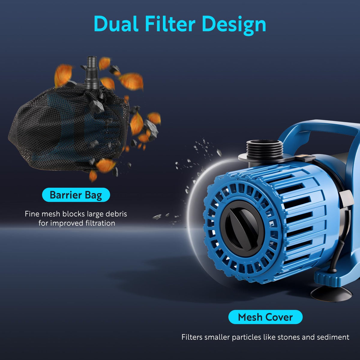 TONGCHANT ultra-quiet pond pump suited for quiet outdoor installations.