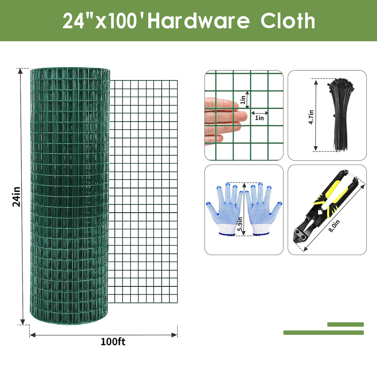 Tongmo 19-gauge green welded wire provides durable garden fencing.