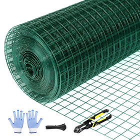 Tongmo 24x100 green chicken wire fencing roll securing a sturdy poultry enclosure.