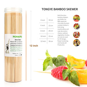 Tongye bamboo skewers 12-inch designed for kabobs and appetizers on the grill.