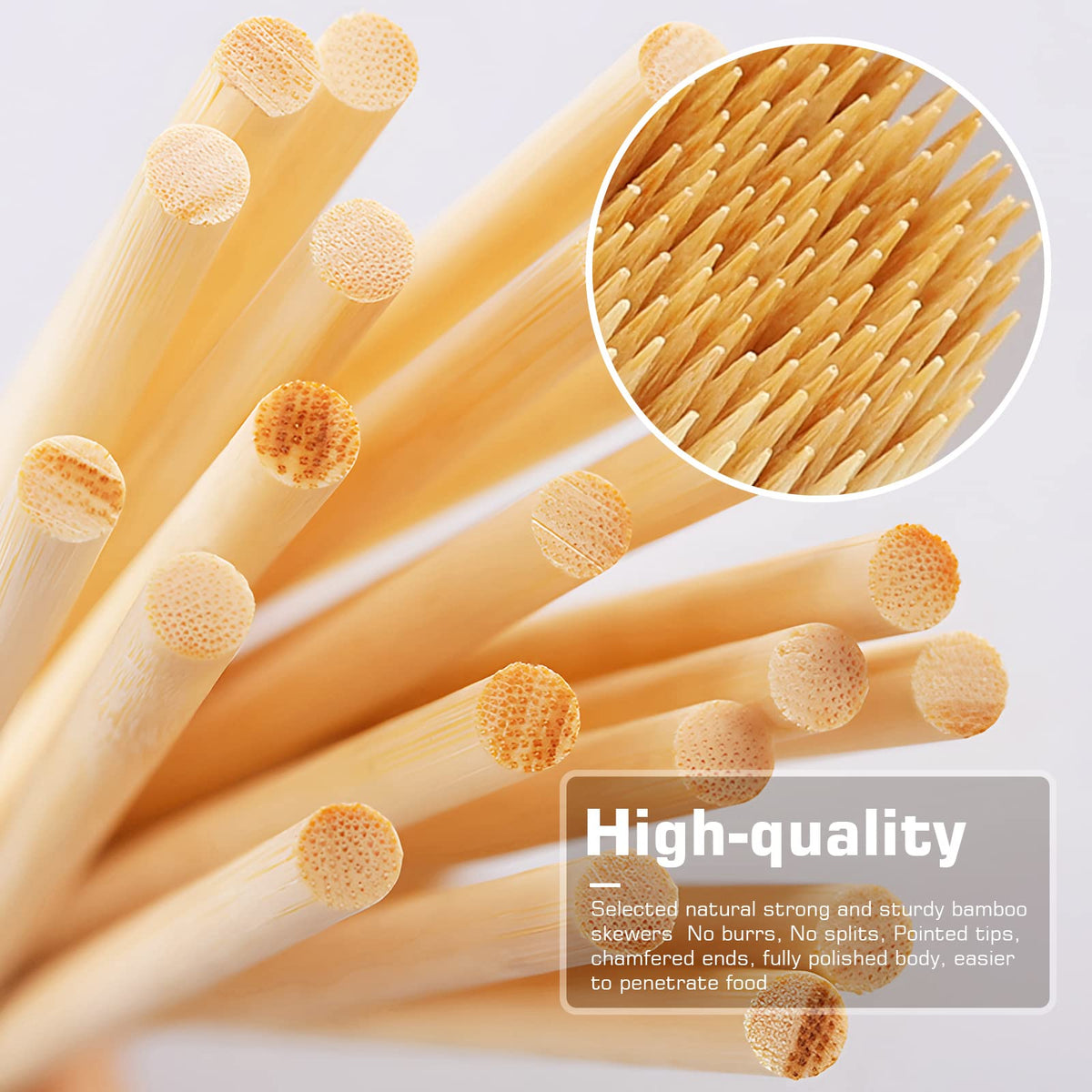 Tongye no-splinter bamboo skewers ensure smooth, safe skewering.