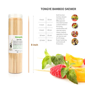 Tongye premium bamboo skewers with 3mm diameter for sturdy use.