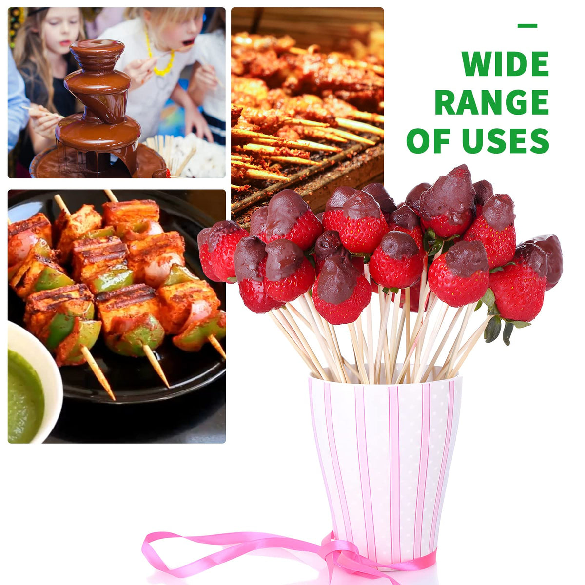 Tongye versatile skewers for appetizers, fruit, cheese, and fondue.