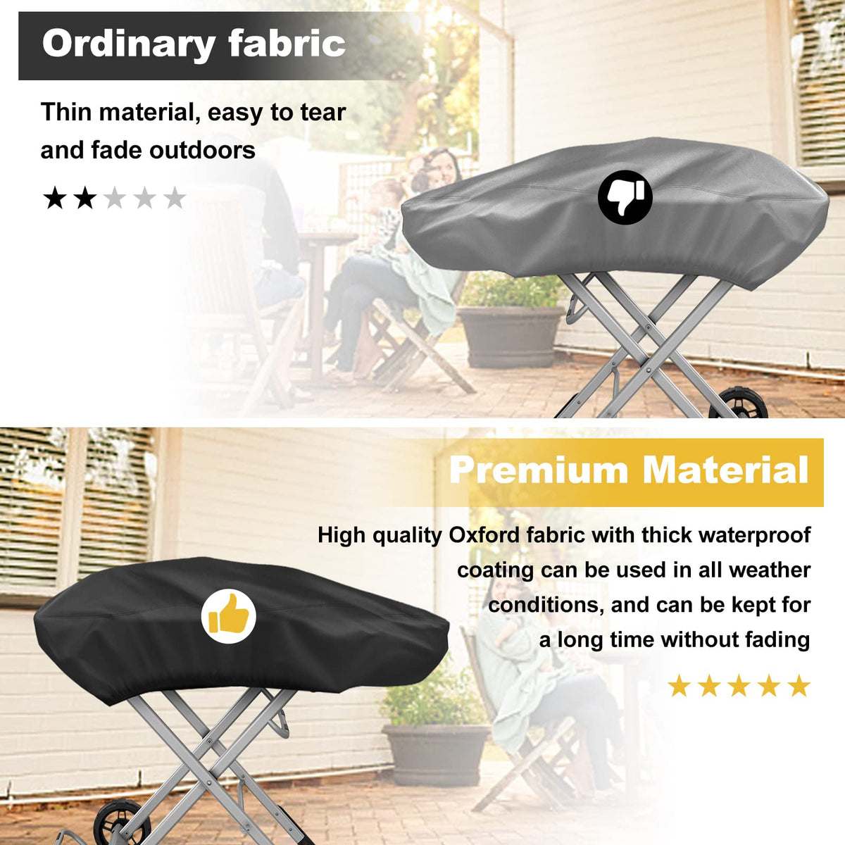 Tonhui dirt-resistant fabric cleans easily after outdoor cooking.