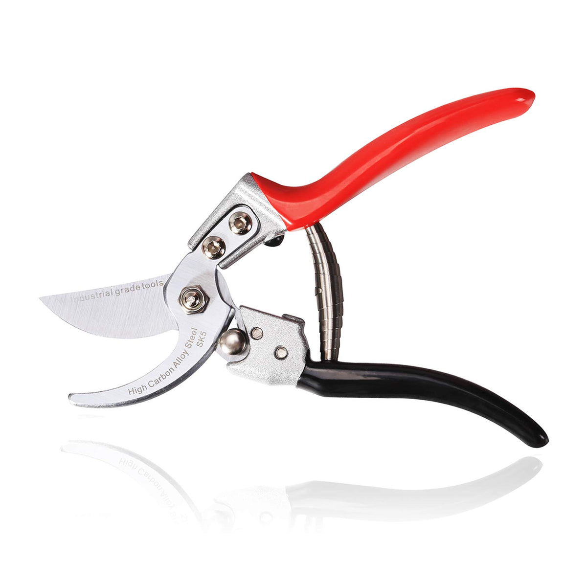 TONMA JP pruning shears ergonomic handle closeup reduces hand fatigue during gardening.