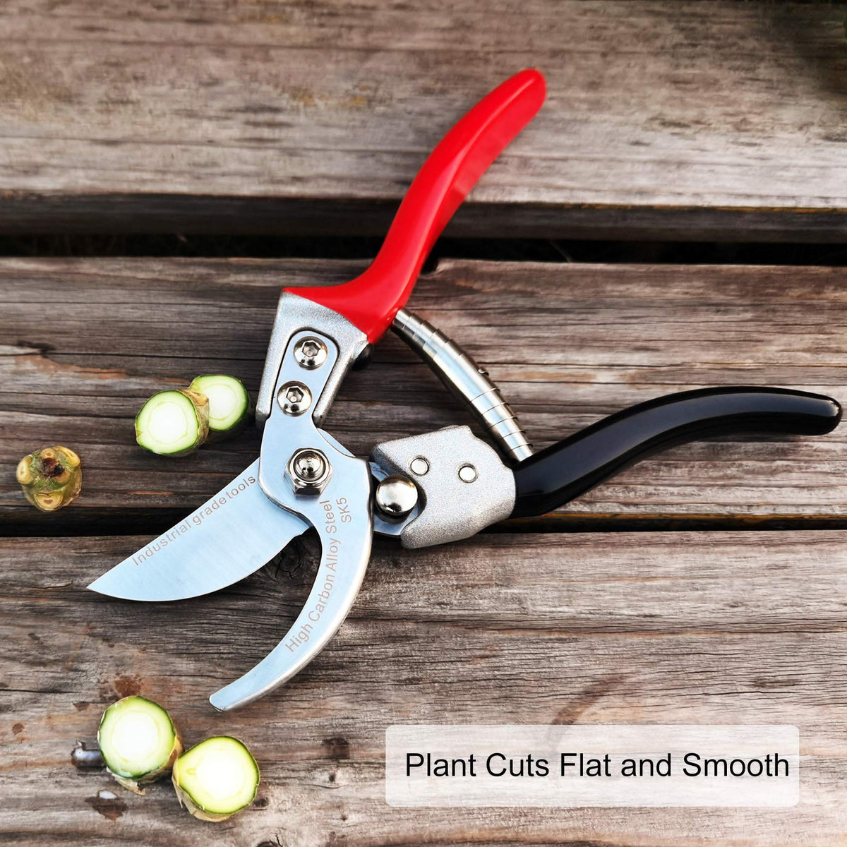 TONMA JP pruning shears lightweight design closeup for comfortable extended use.